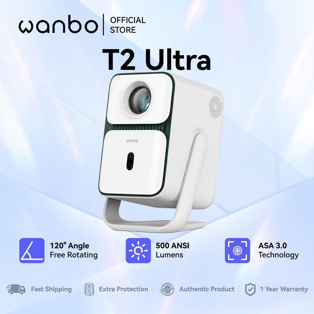 Wanbo T2 Ultra Innovative 120° Rotating Projection / 500ANSI Lumens / 1080P FHD / ASA 3.0 / Android TV 11