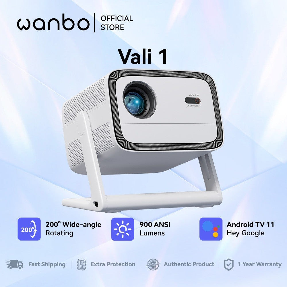 Wanbo Vali 1 Gimbal Projector | 900 ANSI Lumens | 200° Rotating | Android 11 | 12W Hi-Fi Stereo